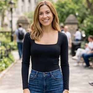 Dynamite Black Square Neck Bodysuit